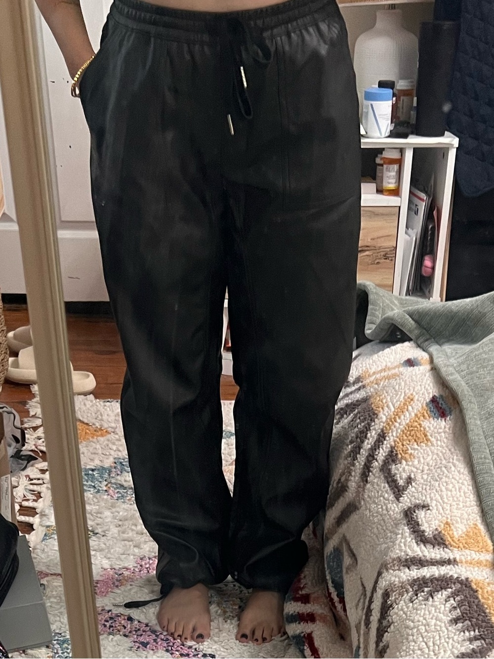 Faux leather pants